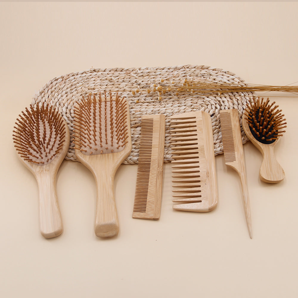 6-Piece Wooden Brush & Comb Set
